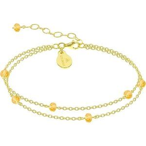 Citrine Gold Handmade Double Chain Bead Bracelet